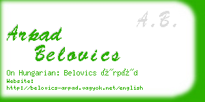 arpad belovics business card